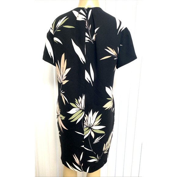 Max Mara Studio Shift DressFloral Black Short sleeve Pockets Crew Neck M 8 - Picture 4 of 5